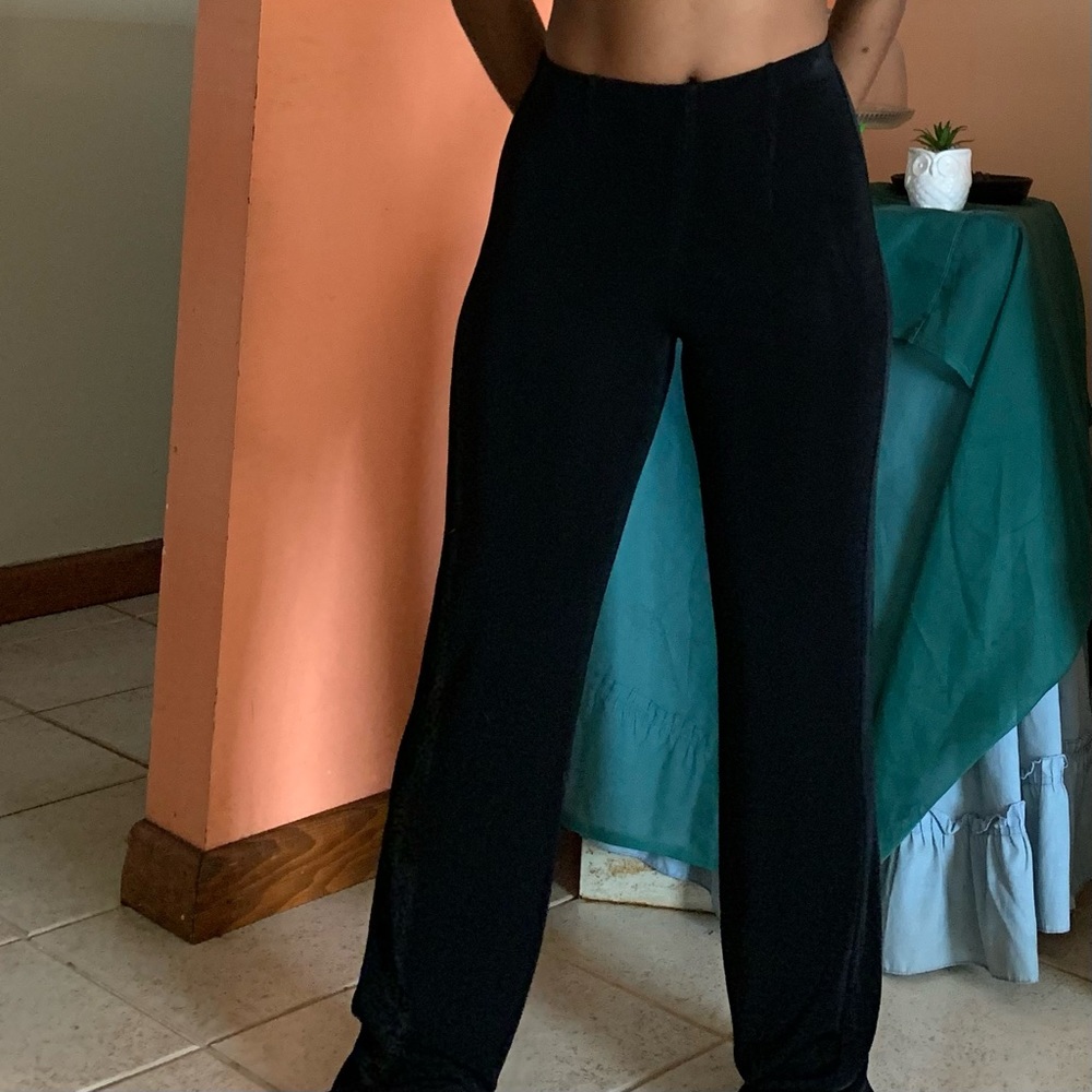 High Waist Mesh Style Straight Leg Pants